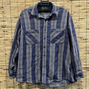 St Johns Bay Mens Flannel Shirt Heavyweight 100% Cotton XL Navy Plaid Cabin Work